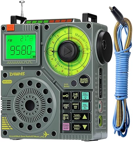 ZHIWHIS Bluetoothスピーカー BCL短波ラジオ エアバンド受信機 AIR/VHF/FM/AM/SW 懐中電灯 ラジオ録音/APPコントロール/MicroSDカード対応/20時間連続再生/タイマー/USB-C充電式/技適取得済 防災アウトドアZWS-A320