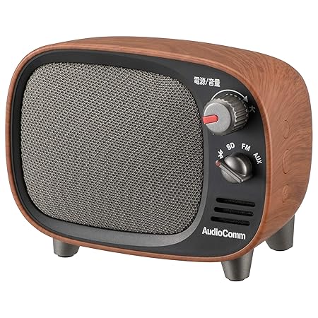 オーム電機 AudioComm Bluetoothワイヤレススピーカー レトロ 木目調ブラウン ASP-W900Z-WK 03-0397 OHM