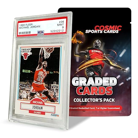 Cosmic Gaming Collections NBA 卒業式カード ミステリーブースターパック | PSAまたはBGSグレードのバスケットボールカード | グレード7+ | グレードビンテージ ルーキー 殿堂 現在のスターカード1枚付き
