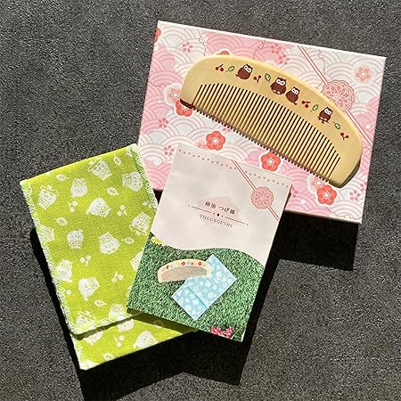 (Styleneo) ヘアブラシ コーム つげ櫛 日本製 木製 美姿ノ和櫛 天然しぼり100% 椿油 (ふくろう, 4.7×11.7㎝)