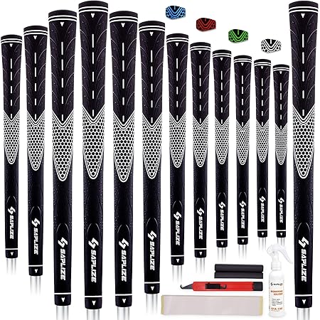 【13本交換キット】SAPLIZE セープライズ クラブグリップ 滑り止めラバー 摩耗しにくい （テープ15枚、カッター、ラバークランプ、溶剤、マニュアル）