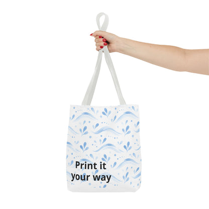 Personalized Blue Floral Print It Your Way Tote Bag
